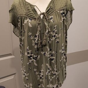 Daniel Rainn Olive Floral Blouse